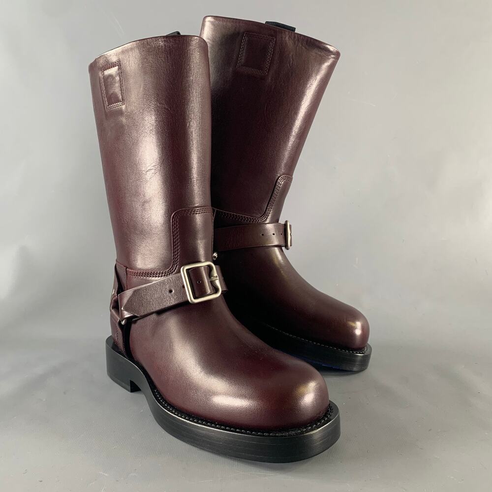 BURBERRY Size 8 Burgundy Leather Pull On Boots - Picture 1 of 8